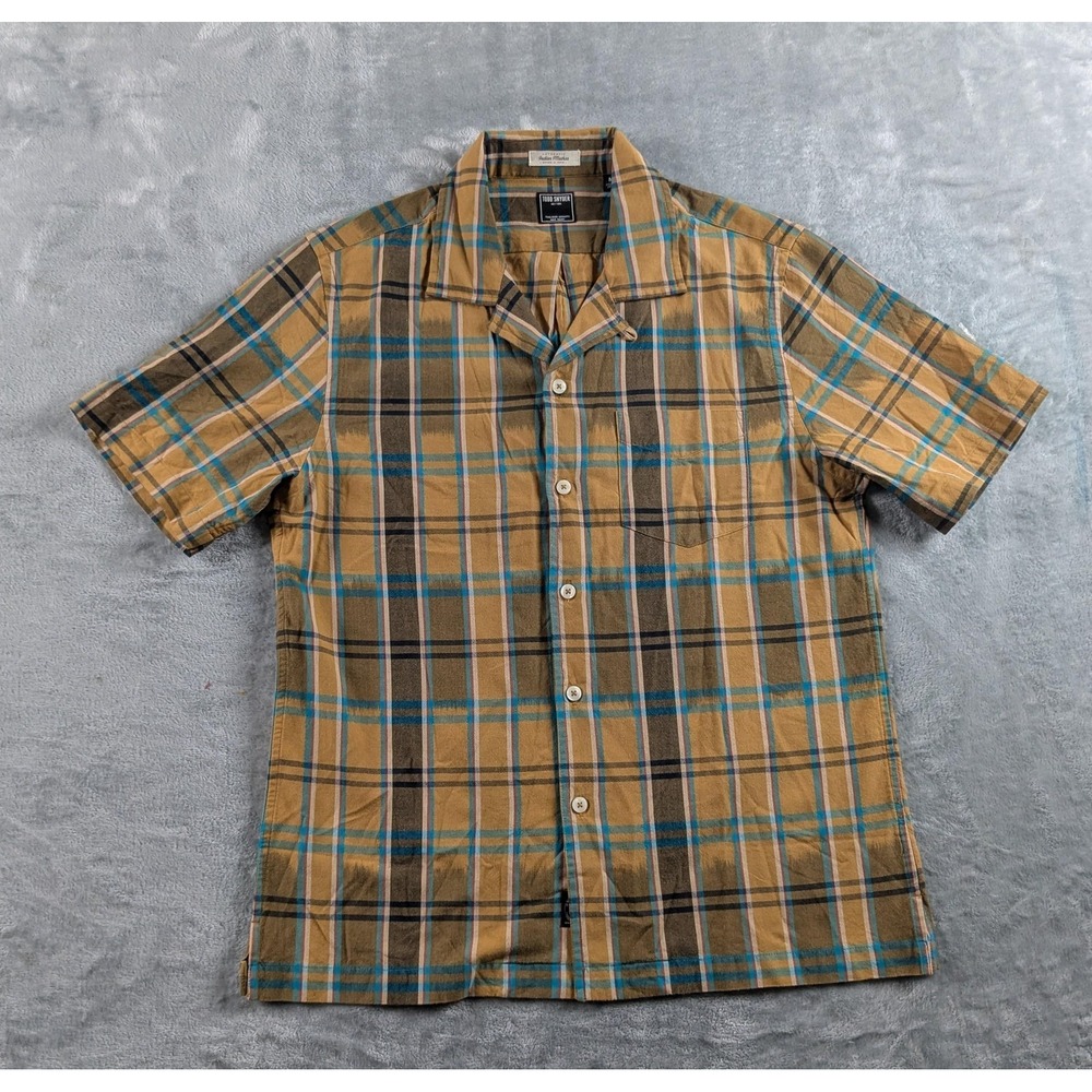 Todd Snyder Shirt Men Medium Plaid Indian Madras Camp Short Sleeve Summer Casual